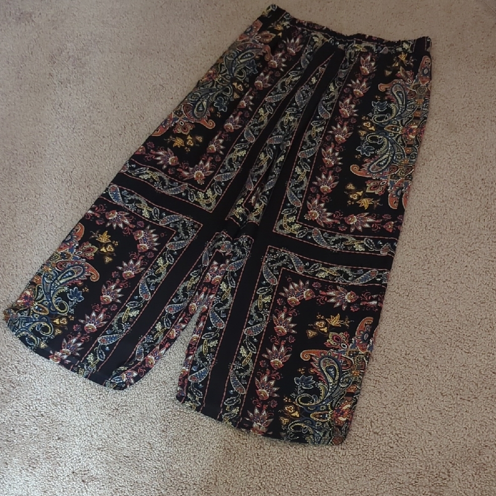 Pink Rose Paisley Wide Leg Palazzo Pants